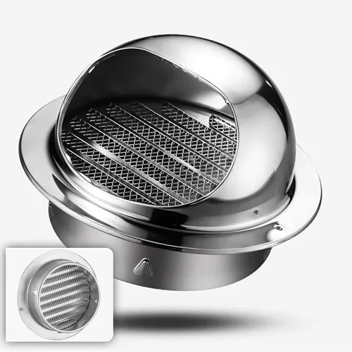 Miniatura 6 de Tapa de ventilación de aire de acero inoxidable 304, cubierta de salida de ventilación de pared redonda, tapa de lluvia para tubo de escape