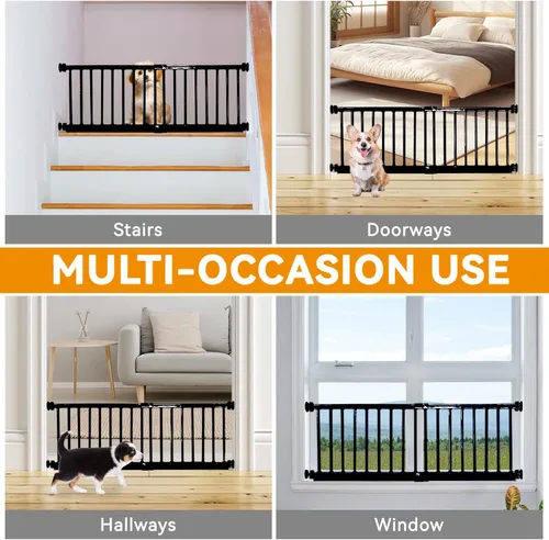 Miniatura 6 de Puerta para Perros, SHYUJAJIE Puerta Corta Ajustable Extra Ancha para Perros, Puerta Pequeña para Mascotas con 4 Kits de Extensión, Montada a Negro
