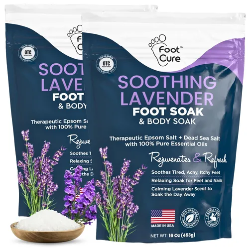 FOOT CURE Remojo Relajante de Pies con Lavanda - Spa de Pedicura para Pies con Sales de Epsom para Remojar los Pies - Spa Masajeador de Pies -