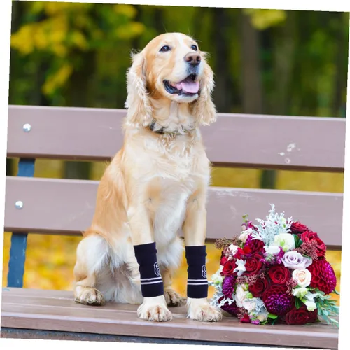 Miniatura 6 de 4pcs Dog Elbow Support Sleeves Knitted Leg Warmers Warm Hock Covers for Dogs Pet Elbow Protector Easy Cleaning