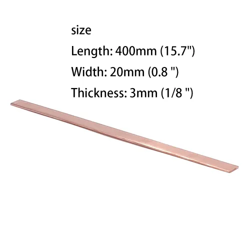 Miniatura 2 de 2 piezas de barra plana de cobre C110, 3,17 mm de espesor x 20,32 mm de ancho x 399 mm de largo Barra plana de cobre, 3 mm x 20 mm x 400 mm Adecuada