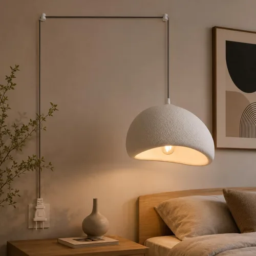 Miniatura 9 de Luces Colgantes Wabi Sabi de Tamaño Mini de 11.8 pulgadas, Blanco, Candelabro Moderno Japandi, Accesorio de Iluminación para Isla de Cocina