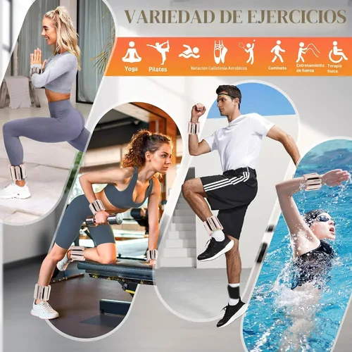 Miniatura 2 de BECOJADDE Juego de 2 pesas para tobillo (1 libra/2 libras cada una) para mujeres y hombres, pulsera ajustable para muñeca para gimnasio en casa