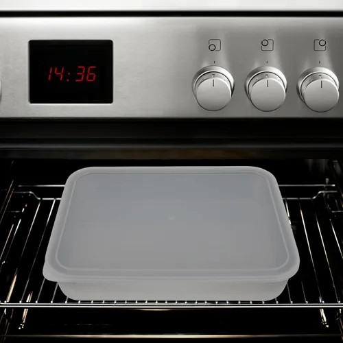 Miniatura 8 de Sartén de acero inoxidable para hornear pasteles con tapa, sartén para barbacoa, bandeja rectangular, contenedor de almacenamiento para nevera, caja