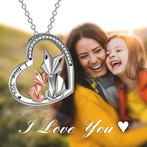 Miniatura 6 de ONEFINITY Collar de zorro de plata de ley 925 con colgante de zorro de origami para mujer, esposa, mamá