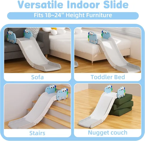 Miniatura 9 de Glaf Tobogán para sofá y escalera para niños pequeños, 14 pulgadas de ancho, ajustables, para interiores, escaleras, sofá, cama, plegable, duradero