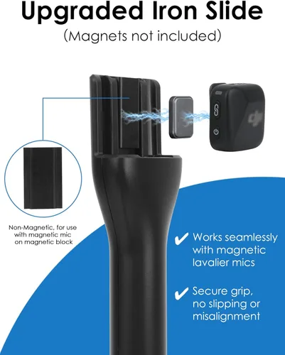 Miniatura 2 de YOUSHARES Soporte para micrófono de entrevista portátil - Carril deslizante magnético de hierro compatible con DJI Mic Mini / 2&Rode Wireless Go