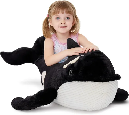 Miniatura 11 de MorisMos Peluche de tiburón gigante de 39 pulgadas, juguete de tiburón de peluche grande, almohada de tiburón suave para niños y niñas, cumpleaños