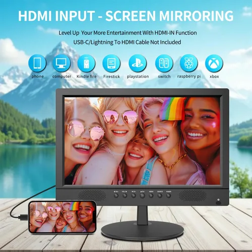 Miniatura 7 de Jexiop Televisor de pantalla plana de 16 pulgadas, pequeño televisor con control remoto, perfecto Full HD 1080P para cocina, entradas de adaptador