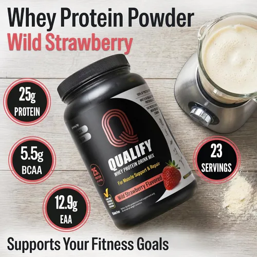 Miniatura 2 de Polvo de Proteína de Suero de Fresa. Batido de 25g de Proteína para Recuperación Post Entrenamiento, Smoothie y Horneado. Sin Gluten y Sin Azúcar