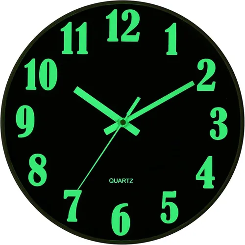 Miniatura 10 de JoFomp Reloj que Brilla en la Oscuridad, 12" Reloj de Pared Luminoso Silencioso Sin Tic-Tac, Funciona con Pilas, Reloj de Cuarzo Moderno, Fácil