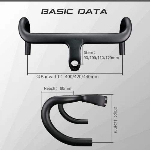 Miniatura 5 de Manillares de fibra de carbono para bicicleta de carretera, manillares integrados completos para bicicleta de carretera, barras aerodinámicas