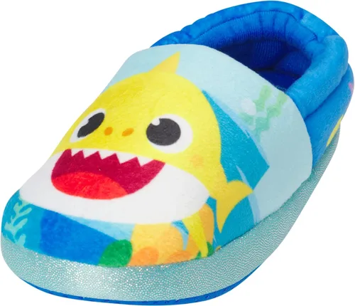 Nickelodeon Toddler Boys' and Girls Baby Shark Slippers - Plush Fuzzy Slippers, Non-Skid Sole (5-12 ToddlerKid)