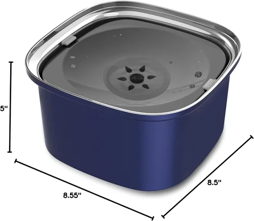 Miniatura 6 de Decflow Cuenco de agua para perros de 3 litros de acero inoxidable con tapa, cuenco de agua sin derrames para perros grandes, a prueba
