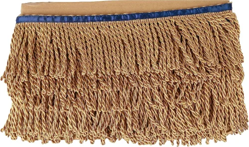 Miniatura 4 de BEL AVENIR Cortina con flecos de lingote con cinta azul de 5.3 yardas x 3 pulgadas, adornos de tela para costura, decoración de bricolaje para Dorado