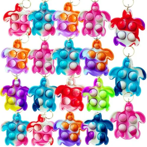 Paquete de 100 llaveros a granel con diseño de tortugas pequeñas, para niños y niñas, regalos de fiesta de cumpleaños, suministros de verano, aula,