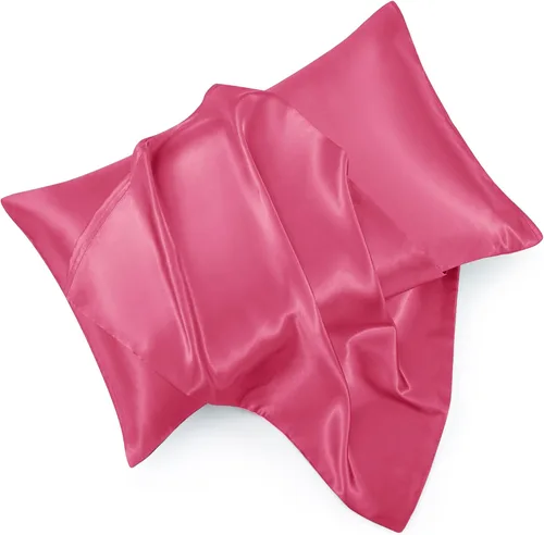 Miniatura 15 de Juego de 2 fundas de almohada de satén negro estándar con cierre de sobre, funda de almohada de seda negra para cabello y piel (20 x 26 pulgadas)