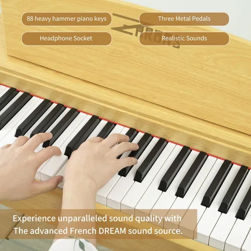 Miniatura 6 de Teclado de piano con peso de 88 teclas con soporte de madera maciza, piano de teclado eléctrico para el hogar para adultos y principiantes, incluye