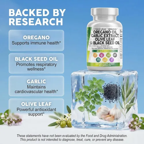 Miniatura 3 de Clean Nutra Aceite de Orégano con Aceite de Semilla Negra Ajo Extracto de Hoja de Olivo - Cápsulas de Aceite de Orégano Apoyo Inmunológico