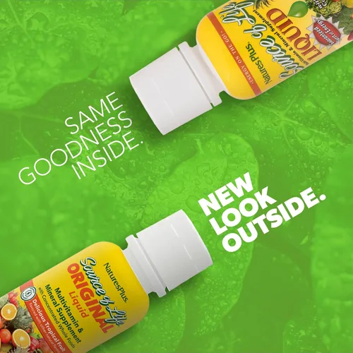 Miniatura 2 de Natures Plus Source of Life Líquido, fruta tropical, 8 onzas líquidas, suplemento multivitamínico y mineral, sin gluten, vegetariano, 8 porciones