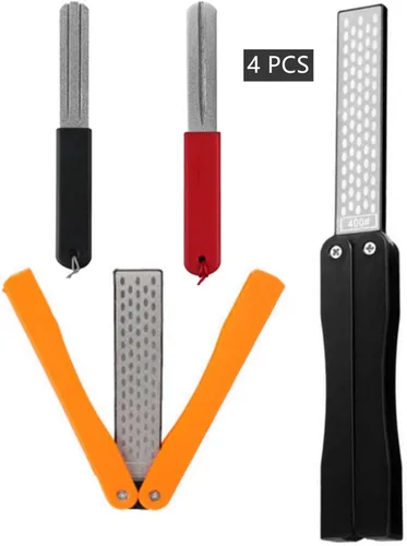 Miniatura 7 de 2 piezas de piedra de afilar de cuchillos de diamante de bolsillo de grano 400/600, afilador portátil de mano de doble cara para cocina, jardín