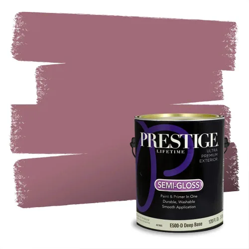 Miniatura 233 de Prestige Paints Pintura exterior e imprimación en uno, 1 galón, plano, coincidencia comparable de Valspar* Amber Rose*