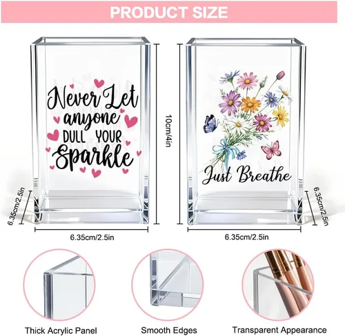 Miniatura 2 de Girl Power Paquete de 2 Portavasos de Lápiz Cosmético de Acrílico, Organizador de Brochas de Maquillaje Inspiracional Hope, Regalos de Fe