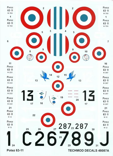 Miniatura 2 de Techmod 48087 1/48 Potez 63-11 French Fighter Wet Decal WWII w/Mask WWII