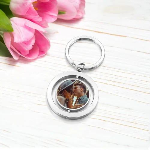 Miniatura 5 de Jovivi Llaveros personalizados personalizados con foto de doble cara, impresión a todo color, aleación de texto, imagen, llavero para hombres