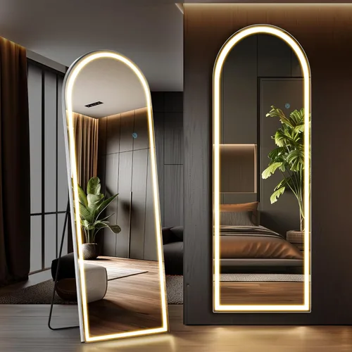 Miniatura 10 de OLIXIS Espejo arqueado de longitud completa para dormitorio, espejo de cuerpo completo de 56 x 15 pulgadas con soporte, para colgar o inclinarse
