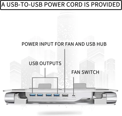 Miniatura 5 de SOUNDANCE Almohadilla de refrigeración para laptop con ventilador de bajo ruido y concentradores USB 3.0, enfriador ventilado para laptop que evita