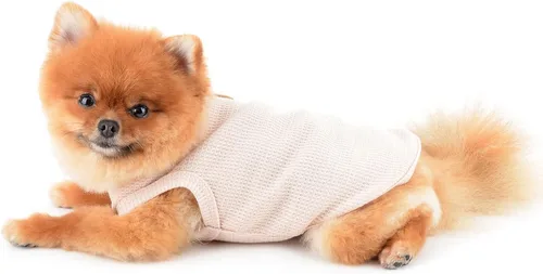 Miniatura 4 de SMALLLEE_LUCKY_STORE Camiseta sin mangas de punto gofre con bonito oso para cachorros, para perros pequeños, gatos, niños y niñas, camiseta