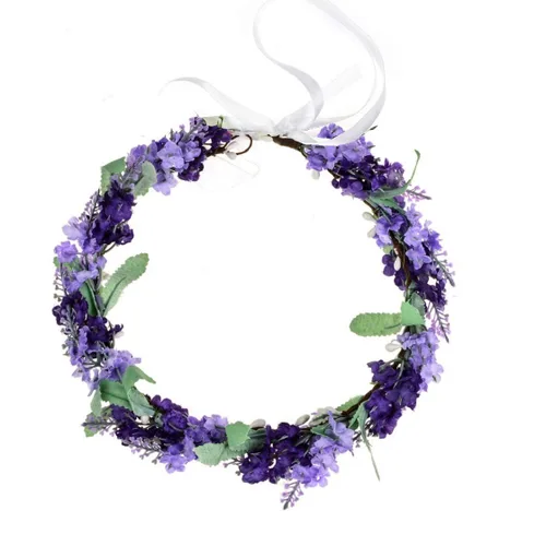 Miniatura 9 de Vividsun Corona floral de hoja verde para boda, corona de flores nupciales, accesorios de maternidad para fotos (A blanco)