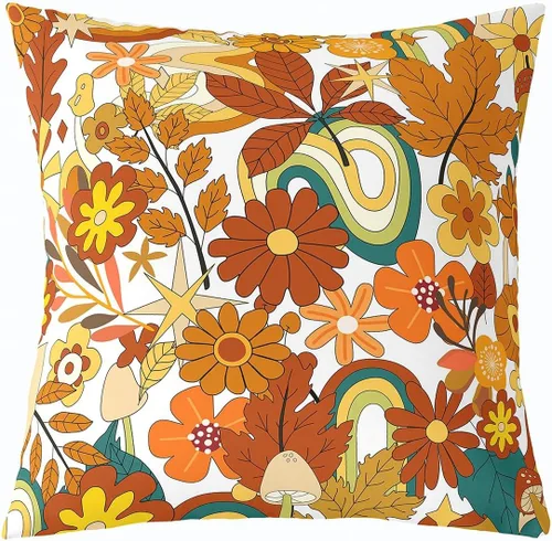 Miniatura 19 de Erosebridal Groovy Flower Power - Funda de almohada de 16 x 16 pulgadas, bonita funda de almohada floral bohemia de los años 60S y 70S, funda