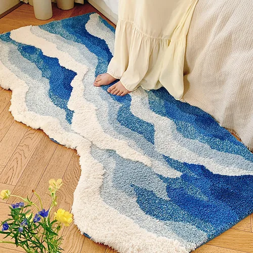 Miniatura 8 de Alfombra de musgo estéreo 3D irregulares con flores naturales, margaritas y musgo, para sala de estar, dormitorio, decoración estética del hogar