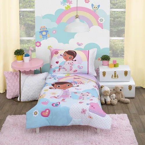 Miniatura 17 de Disney Encanto Tropical Delight - Juego de ropa de cama infantil de 4 piezas con flores y mariposas rosas y aguamarina, edredón, sábana bajera