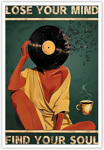 Miniatura 15 de Póster retro con texto en inglés «Lose Your Mind Find Your Soul», arte de pared inspirador para la salud mental, arte abstracto de música cósmica