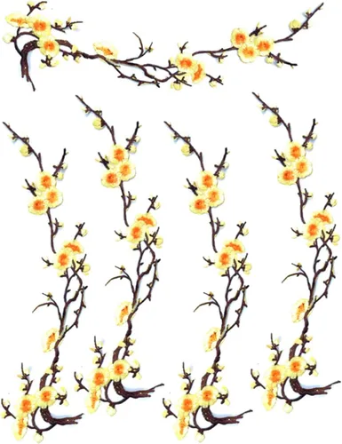 Miniatura 8 de MSCFTFB 5 parches para planchar con flores de ciruelo de 14 pulgadas de largo, parches bordados florales, apliques para escote, zapatos, jeans, Azul