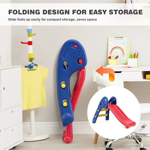 Miniatura 6 de BABY JOY Tobogán plegable, primer tobogán interior de plástico para escalar, juguete para niños (riel elíptico)