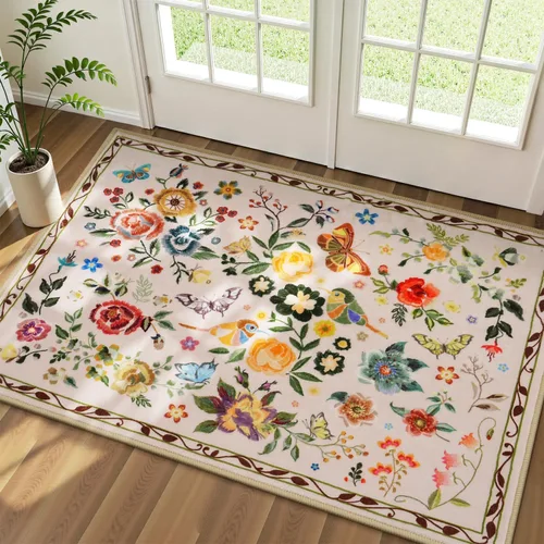 Miniatura 50 de Rugflix Alfombras de área de 8 x 10 pies para sala de estar, alfombra grande lavable, resistente a las manchas, pelo bajo, alfombra oscura moderna