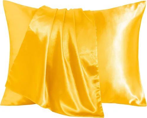 Miniatura 8 de BEDSUM Paquete de 2 fundas de almohada de satén de seda para niños pequeños, fundas de almohada sedosas de lujo con cierre de sobre para bebés, Rosa