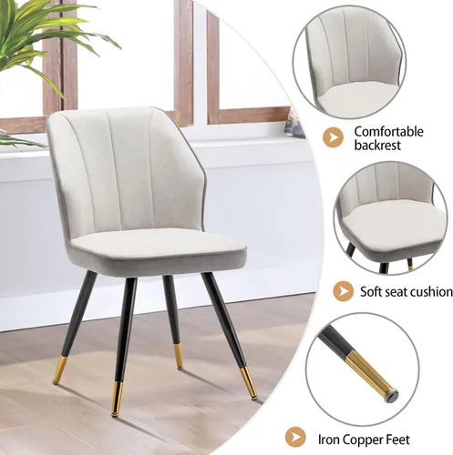 Miniatura 10 de Andeworld Juego de 2 sillas de comedor tapizadas, sillas decorativas modernas de mediados de siglo, silla auxiliar de gamuza sintética sin brazos