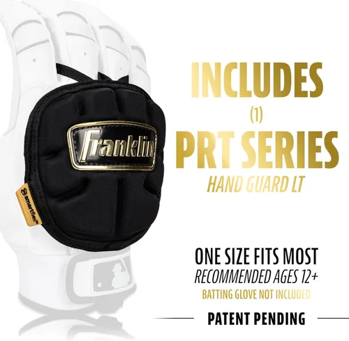 Miniatura 2 de Franklin Sports Guantes de Mano de Béisbol - Serie PRT LT Adulto - Escudo Protector de Mano para Bateadores Diestros y Zurdos Negro