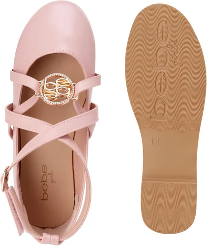 Miniatura 6 de bebe Girls' Dress Shoes - Strappy Ballet Flats with Rhinestone Medallion (Little GirlBig Girl)