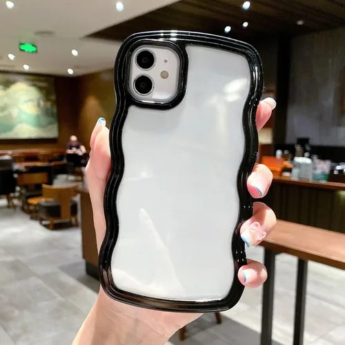 Miniatura 70 de QLTYPRI Funda compatible con iPhone 7/8/SE, bonita funda transparente con marco ondulado rizado para niñas y mujeres, funda protectora de TPU