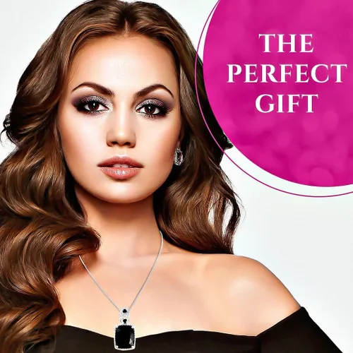 Miniatura 6 de Shop LC - Collar con colgante negro para mujer, chapado en platino, plata de ley 925, cadena única de 20 pulgadas, No es una piedra preciosa