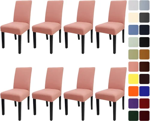 Miniatura 122 de JQinHome Juego de 8 fundas para sillas de comedor, fundas de alta elasticidad extraíbles y lavables, fundas protectoras de asiento para silla