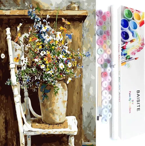 Miniatura 12 de BAISITE Kit de pintura por números para adultos principiantes, 12 pulgadas de ancho x 16 pulgadas de largo, paquete de 2 lienzos para kits