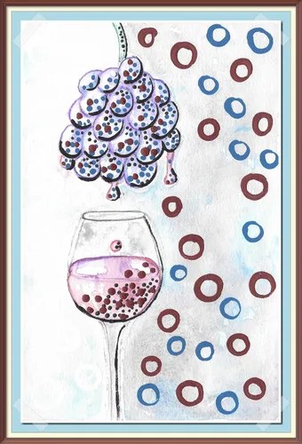 Miniatura 2 de Vino Tinto y Uvas Moradas Arte vinos pinturas Pinot Noir Malbec Nebbiolo Sangiovese Syrah Shiraz Merlot Cabernet Sauvignon Zinfandel StickyKitties
