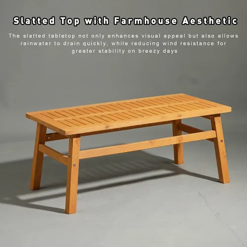 Miniatura 4 de Mesa auxiliar de madera para exteriores con mesa de rejillas, mesa auxiliar rectangular de madera de cedro de 42 pulgadas para jardín, piscina